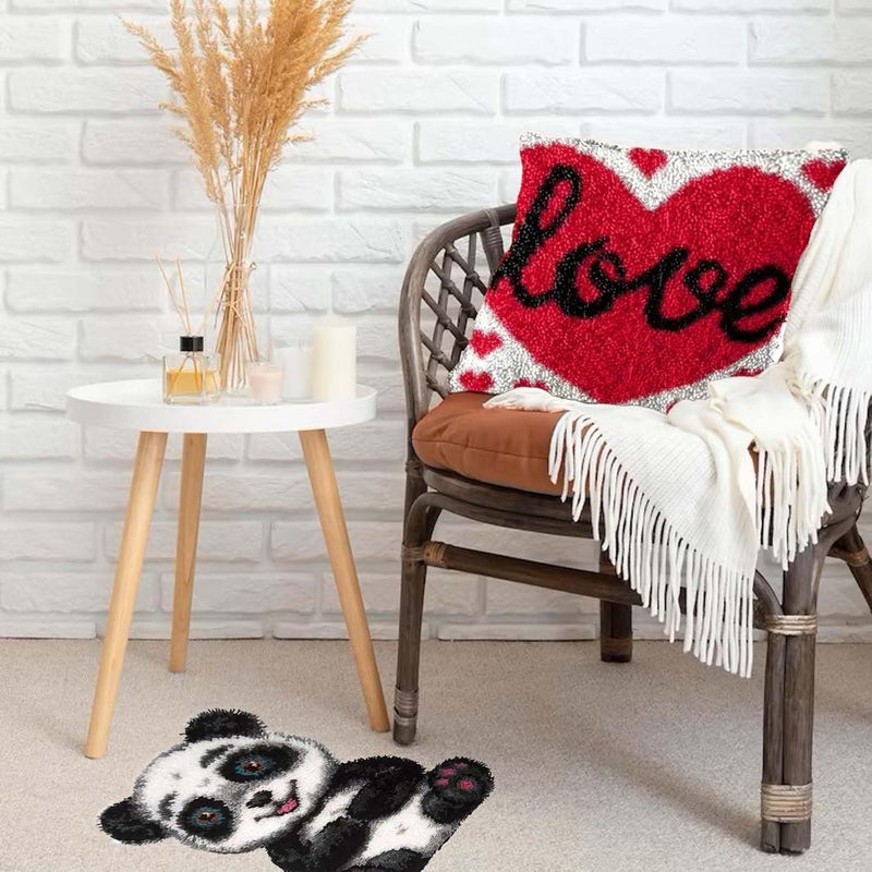 GemJelry DIY Latch Hook Kits for Adults Kids Panda Latch Hook Rug Cover Kits Hand Craft Embroidery Crochet Rugs with Preprinted Canvas Crochet Yarn Kits for Home Decoration 20''X14'' - Image 4